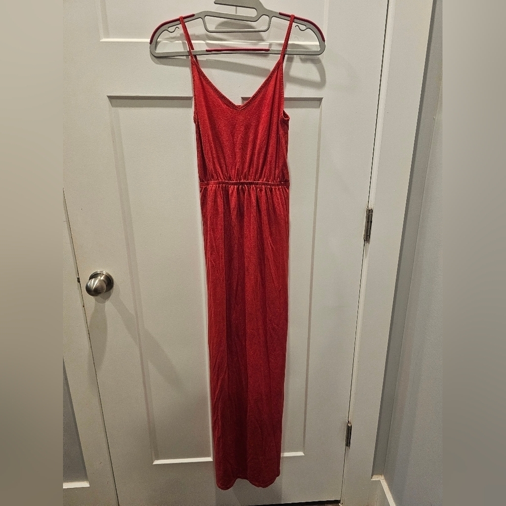 New Look Red Spaghetti Strap Maxi Dress Women’s Size 4 (UK 8) Elastic Waist Casu
